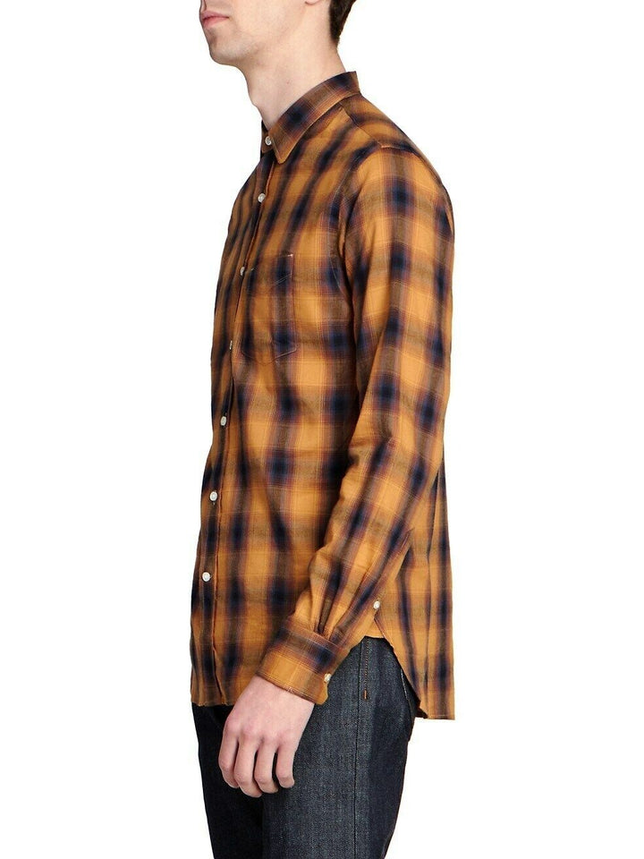 Translation missing: en.Officine Generale Men's Giacomo Brushed Check Shirt in Ecru Jade-Small