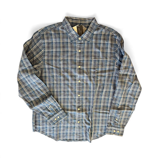 Translation missing: en.The Men's Store Classic-Fit Cotton Blend Button-Down Blue Raisin Plaid Small