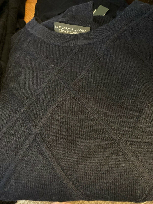 Translation missing: en.The Men's Store  Designer  Wool Twist Ribbed Cable-Knit Sweater Navy-XL