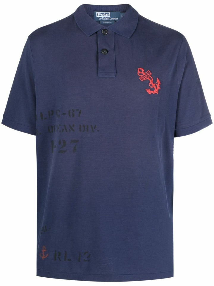 Translation missing: en.Polo Ralph Lauren Mens Big &amp; Tall Cotton Mesh Graphic Polo Shirt Dark Cobalt-4XB