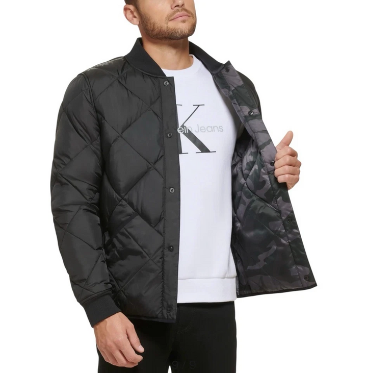 Translation missing: en.Calvin Klein Men's Quilted Jacket Size 2XL Black/Camo Reversible Windbreaker