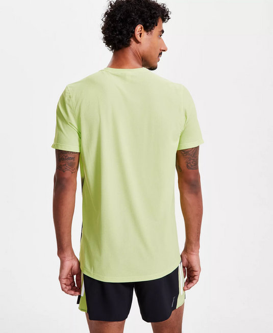 Translation missing: en.adidas Men's Own The Run Climacool Colorblocked T-Shirt - Black/Green-Medium