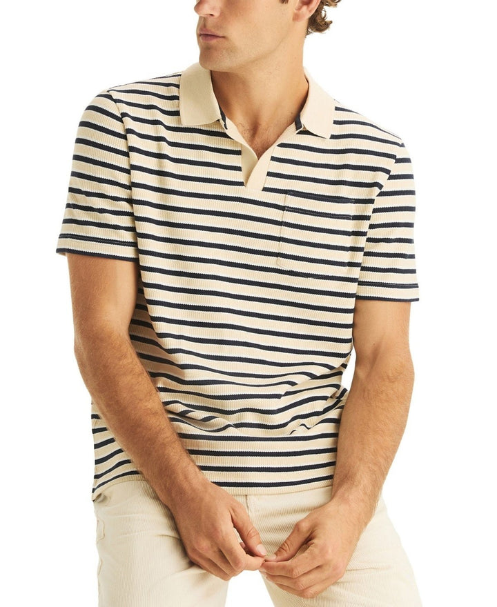 Translation missing: en.Nautica Men's Striped Short Sleeve Polo Shirt -Reg Fit Culebra Cream-Medium