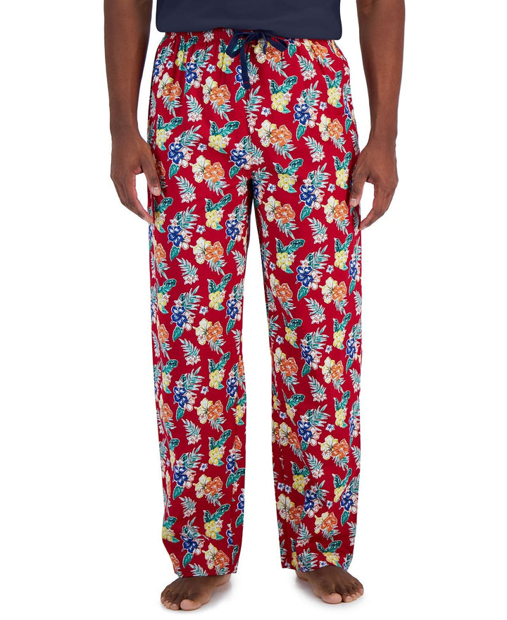 Translation missing: en.Club Room Men's Solid Top &amp; Tropical Pants 2-Pc. Pajama Set Jester Red-Medium