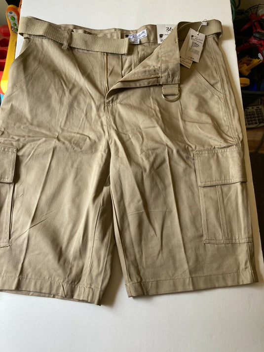 Translation missing: en.Original Blu Rock Belted Cargo Shorts Flat Front Khaki-36