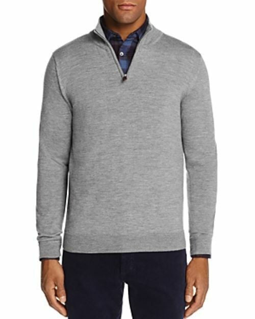 Translation missing: en.The Men's Store Designer Quarter-Zip Merino Wool Sweater in Med Grey-2XL