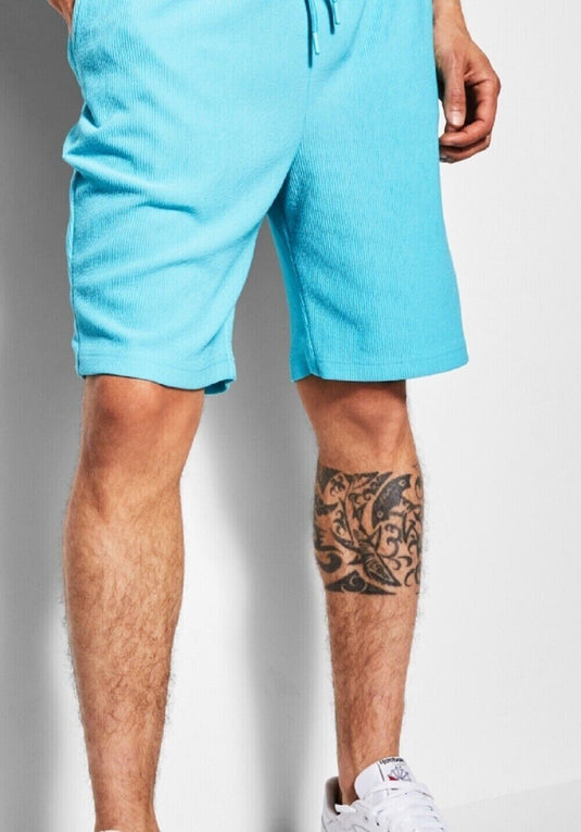 Translation missing: en.Royalty by Maluma Men'sTextured Ottoman Stripe Shorts &amp; Shirt Scuba Blue-Small