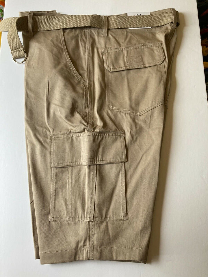 Translation missing: en.Original Blu Rock Belted Cargo Shorts Flat Front Khaki-36