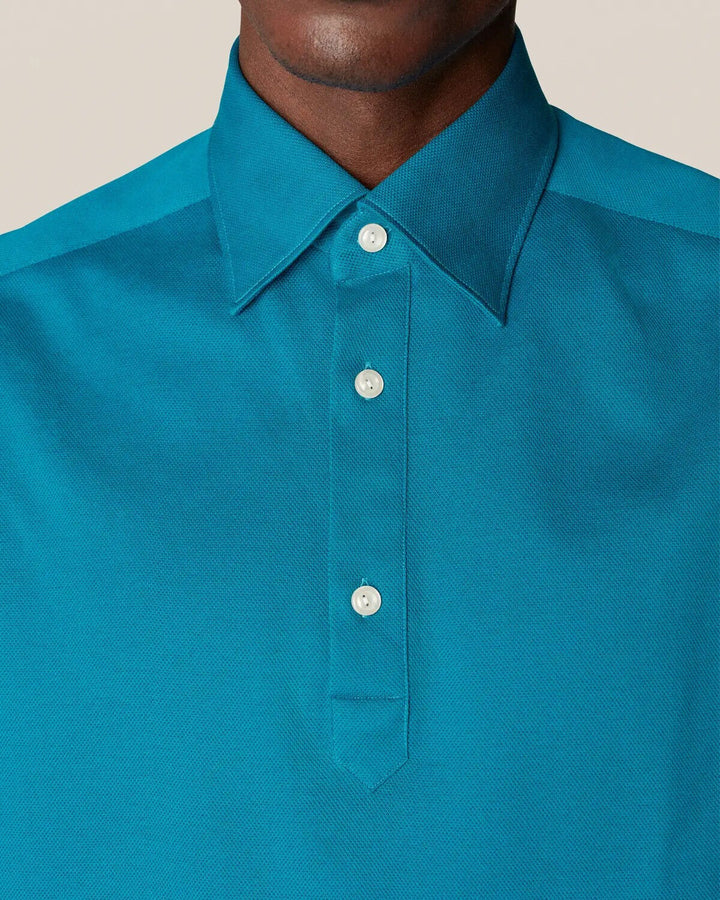 Translation missing: en.Eton Men's Contemporary-Fit Pique Polo in Teal- Size 3XL