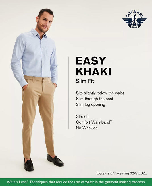 Translation missing: en.Dockers Easy Khakis Pants Burma Grey 38x32 Slim Fit Mens Stretch Comfort Waist