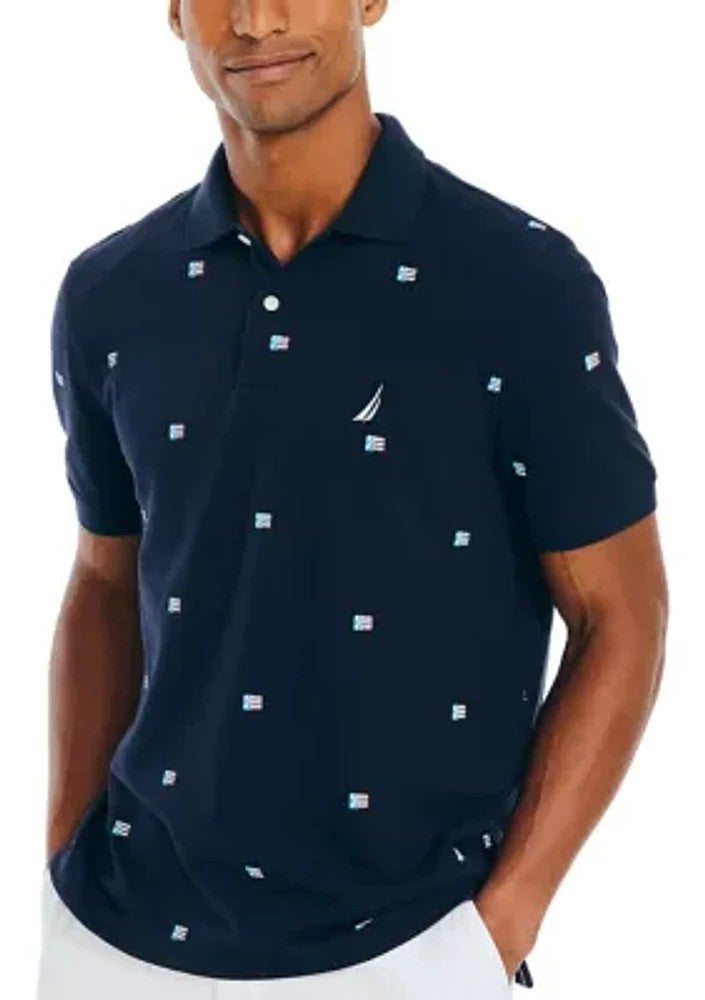 Translation missing: en.Nautica Men's Classic-Fit Icon-Print Performance Deck Polo Shirt Navy Seas-Small
