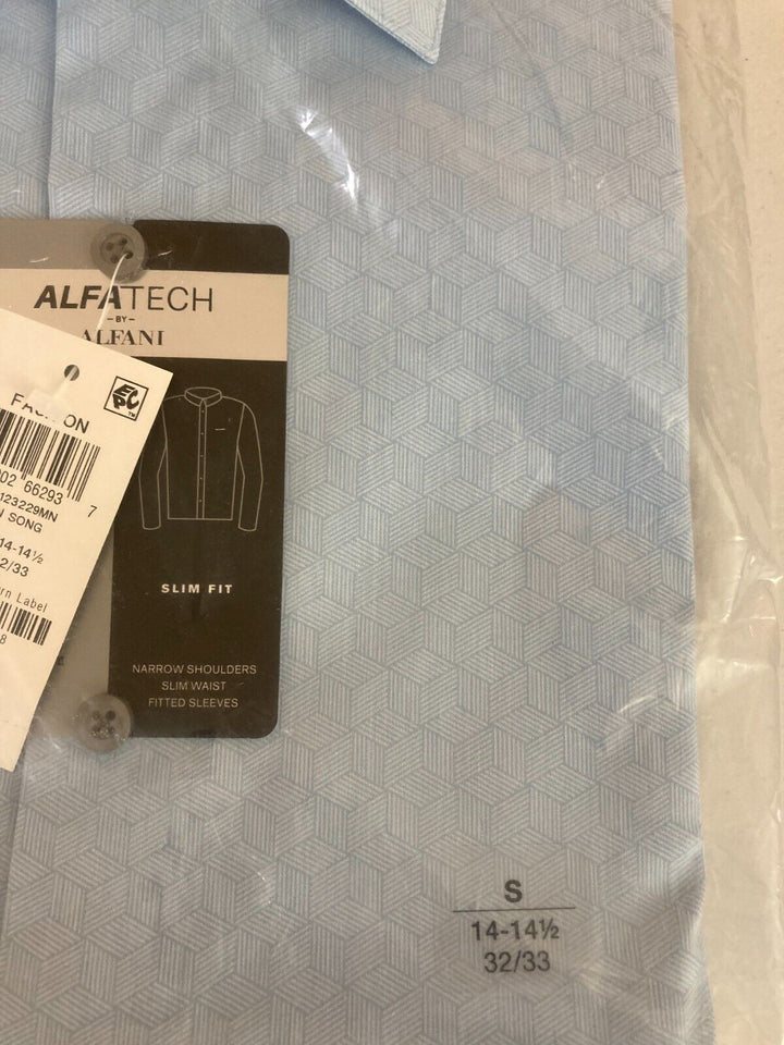 Translation missing: en.Alfani Men's Reg Fit 2-Way Stretch Performance Geo Dress Shirt Blue-14-14.5 32