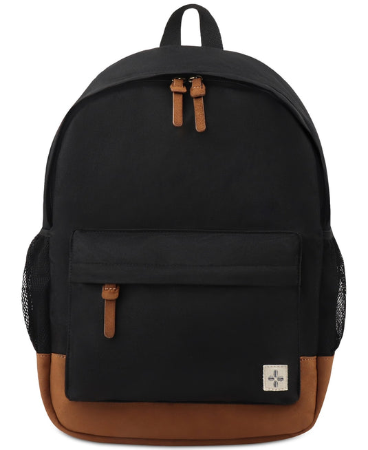 Translation missing: en.Sun + Stone Men's Riley Solid Backpack in Black-11-1/2" W x 16" H x 5-1/2" D