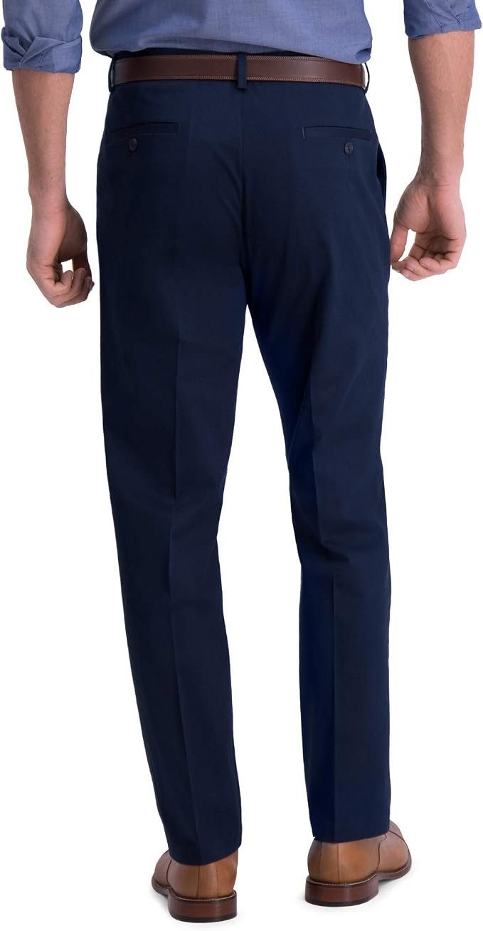 Translation missing: en.Haggar Mens Iron Free Premium Khaki Straight-Fit Flat-Front Pant Dk Navy-36x29