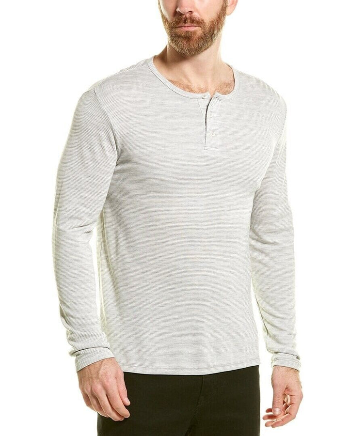 Translation missing: en.Magaschoni Man Lt Gray Long Sleeve Henley Casual Shirt Soft-Size XL