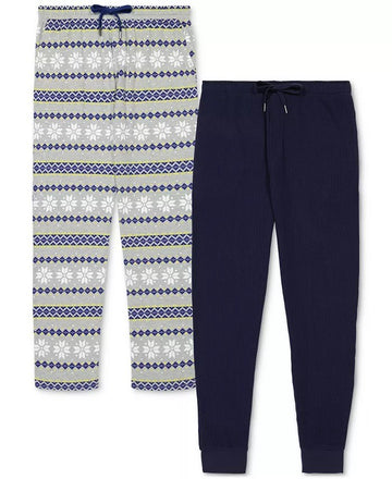 Translation missing: en.Gap Mens 2Pk. Waffle-Knit Jogger-Leg Pajama Pants Navy &amp; Fair Isle Grey-XL