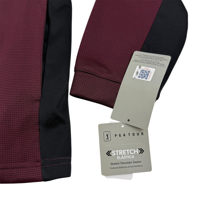 Translation missing: en.PGA Tour Quarter-Zip Pullover Golf Sweater Burgundy Size Small Micro Jacquard