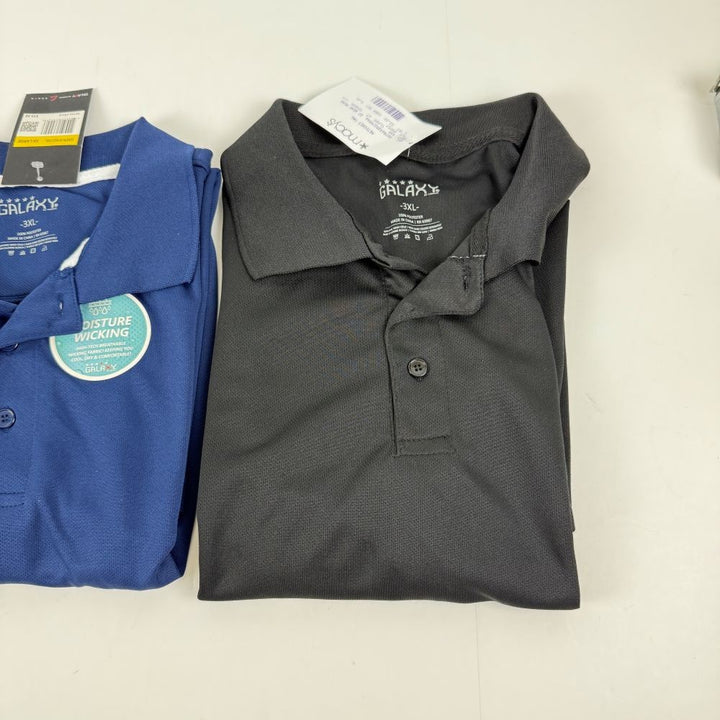 Translation missing: en.Galaxy by Harvic Men's 3 Pair of Dry Fit Moisture-Wicking Polo Shirts-3XL  Asst