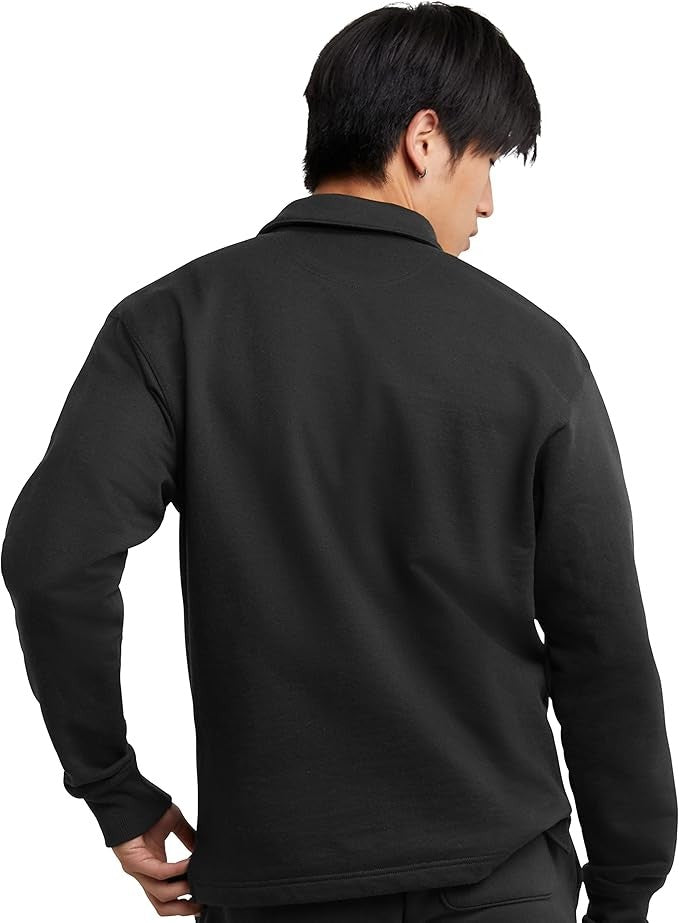Translation missing: en.Champion Men's Powerblend Classic-Fit Long-Sleeve Rugby Shirt in Black-Small