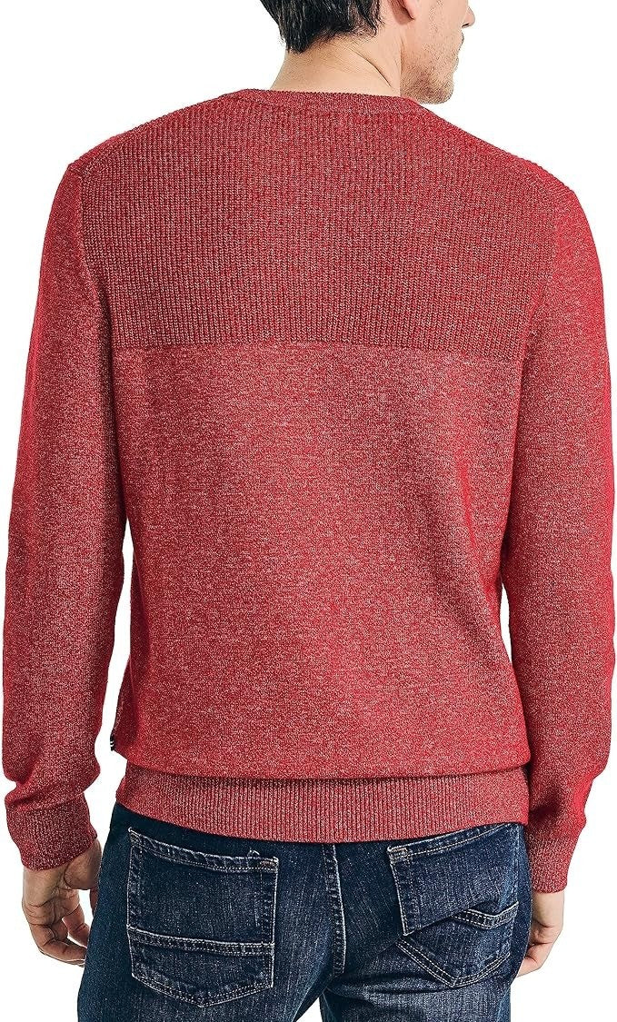 Translation missing: en.Nautica Men's Sustainably Crafted Textured Crewneck Sweater, Tango Red-XL