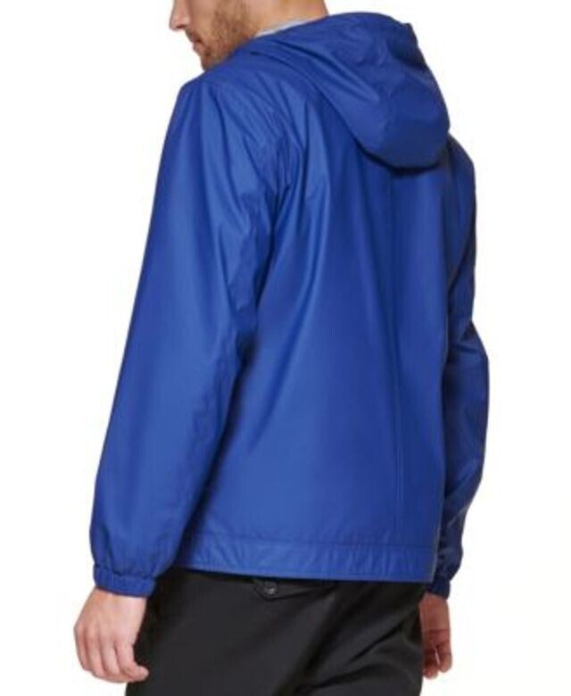 Translation missing: en.Club Room Men's Rubberized Lightweight Hooded Rain Jacket in Navy-Medium