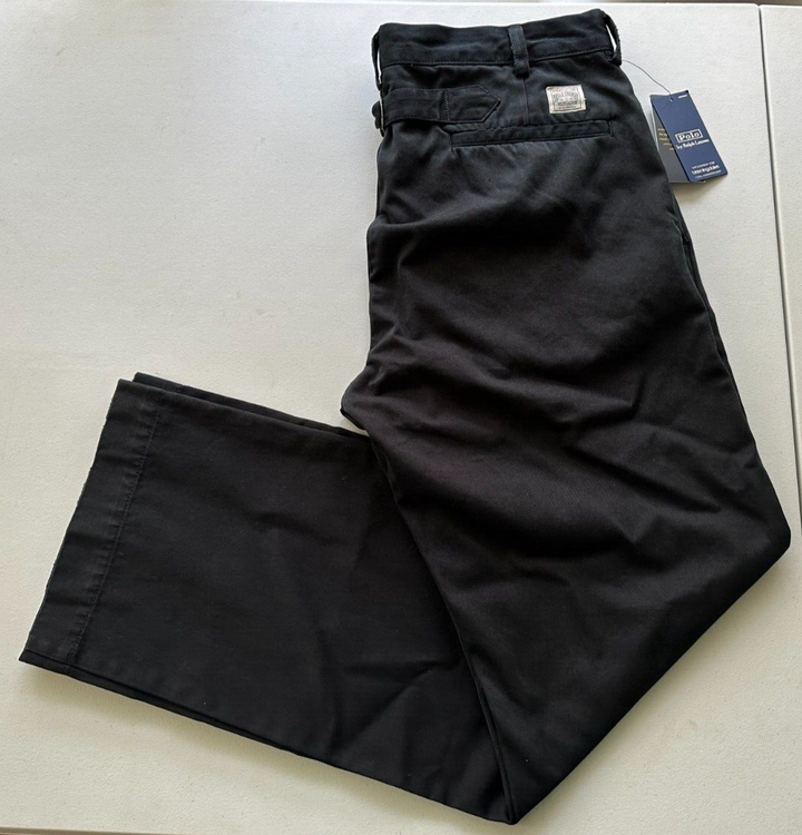 Translation missing: en.Polo Ralph Lauren Men's Heritage Twill Relaxed Fit Buckle Tab Pants Black-32/32