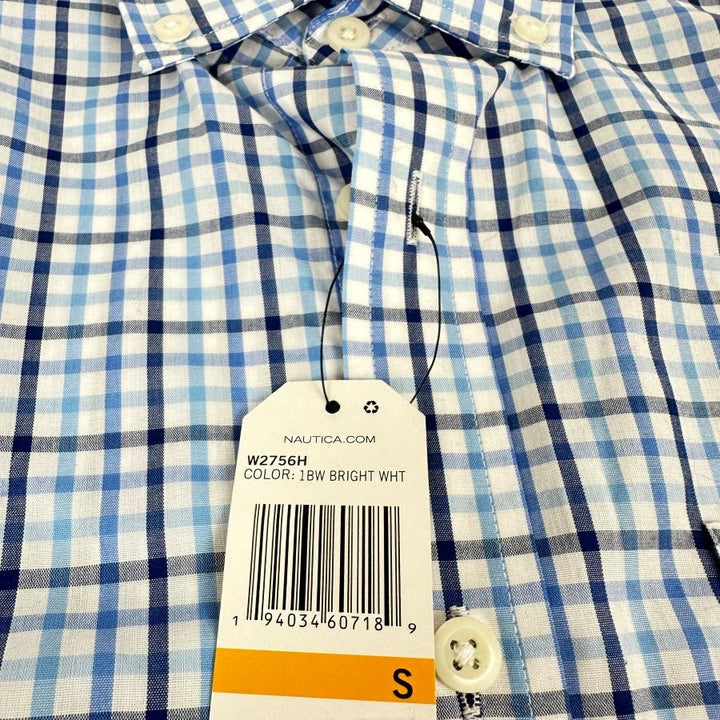 Translation missing: en.Nautica Men's Classic-Fit Plaid Oxford Button-Down Shirt Blue/White-Small
