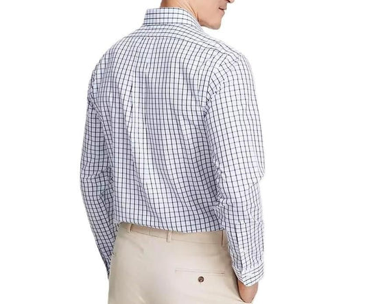 Translation missing: en.B by Brooks Brothers Men's Regular-Fit Windowpane Dress Shirt - Navy-14.5 32/33