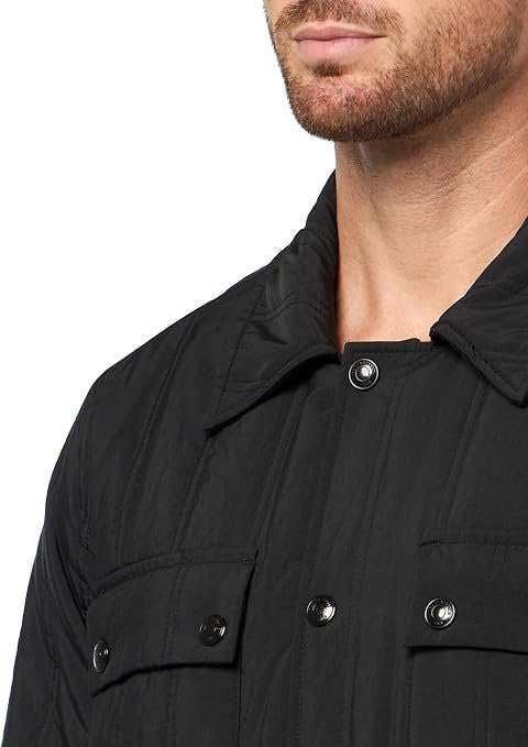 Translation missing: en.Karl Lagerfeld Paris Men's Quilted Regular-Fit Trucker Jacket Black-Medium