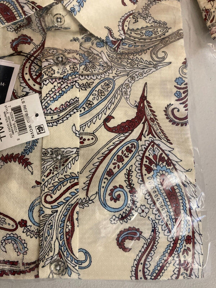 Translation missing: en.Club Room Men's Paisley Dobby Shirt in Winter Ivory-Small