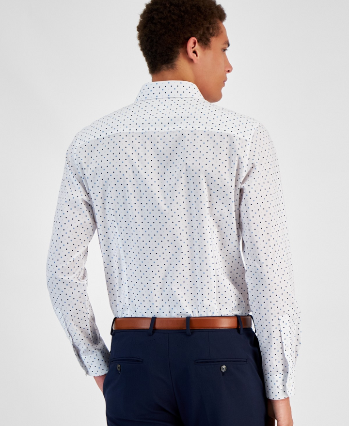 Translation missing: en.Bar III Dress Shirt Men's 14-14.5 32/33 White Multi Slim-Fit Geo-Print Stretch