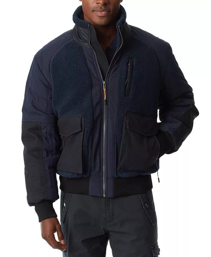 Translation missing: en.Bass Outdoor Men's Mixed-Media Full-Zip Bomber Jacket - Navy Blazer-XL