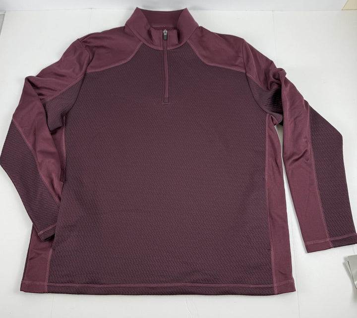 Translation missing: en.PGA Tour 3D Textured Quarter-Zip Golf Sweatshirt Burgundy Size XL Mens Pockets