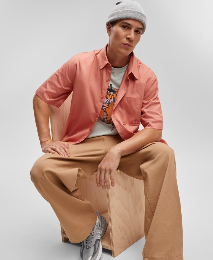 Translation missing: en.Mode of One Men's Relaxed-Fit Button-Down Shirt Sunbaked Clay-Medium