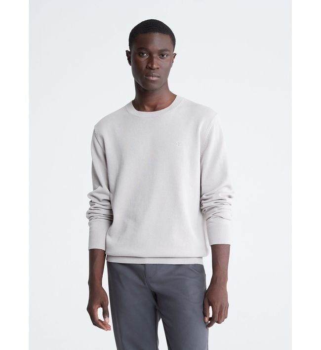 Translation missing: en.Calvin Klein Men's Smooth Cotton Monogram Logo Sweater Porpoise Gray-2XL
