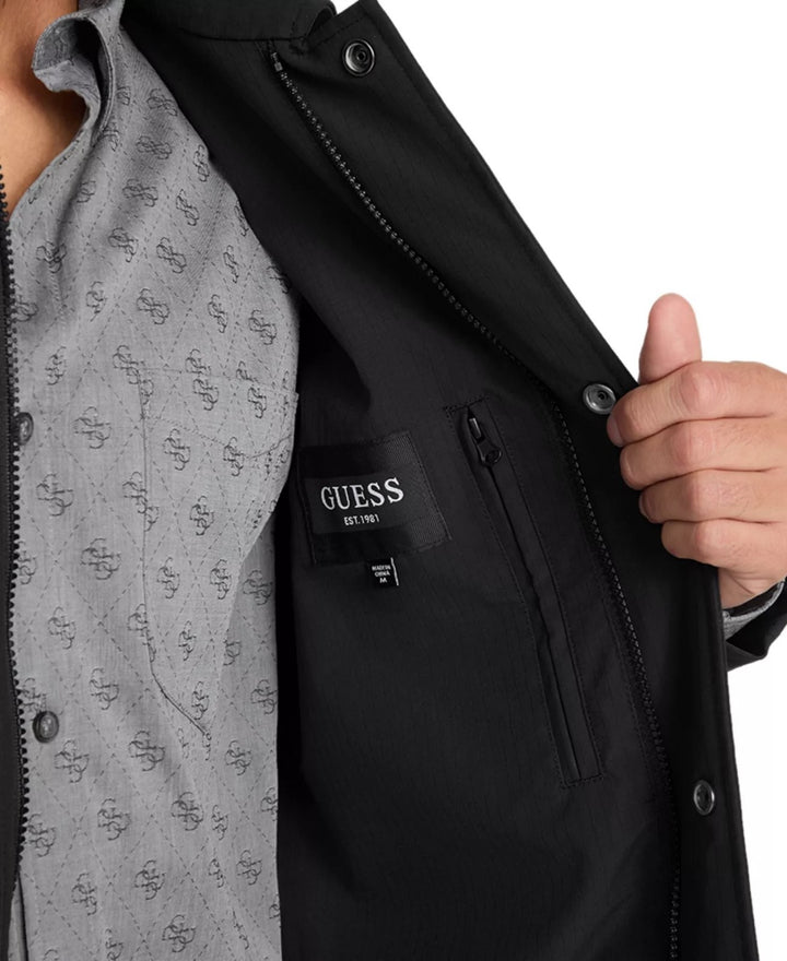 Translation missing: en.Guess Men's Lightweight Water Resistant Ripstop Trench Coat - Jet Black-XL