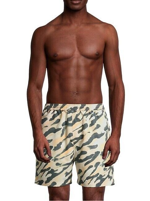 Translation missing: en.Nanushka Men's Kenan Hand-Painted Abstract Animal Print Swim Shorts Multi-Large