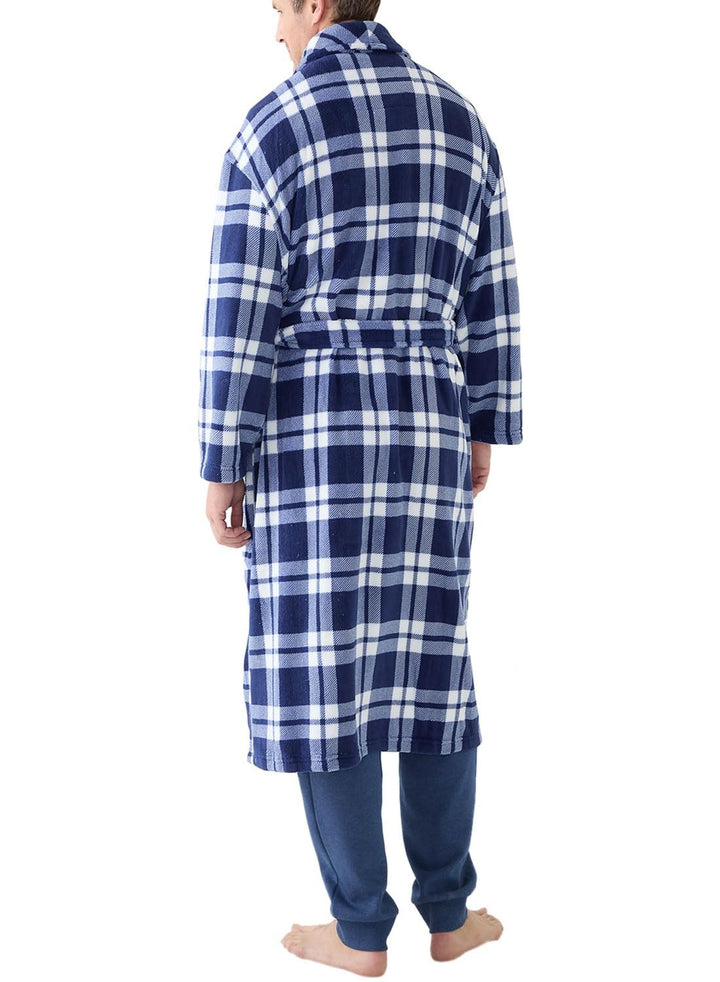 Translation missing: en.Nautica Men's Shawl Collar Soft Feel Plaid Robe Blue Depths- One Size