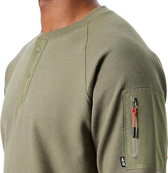 Translation missing: en.Bass Outdoor Henley T-Shirt Men's Large Green Relaxed Fit Performance Thermal