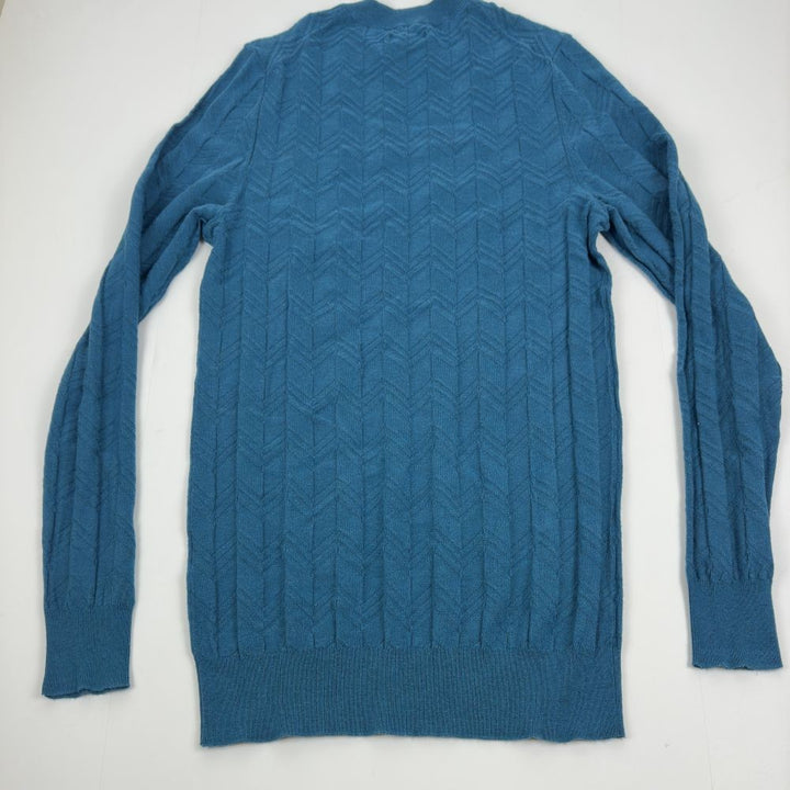Translation missing: en.Alfani Men's Textured Chevron Long-Sleeve Crewneck Sweater, Blue Gem-2XL