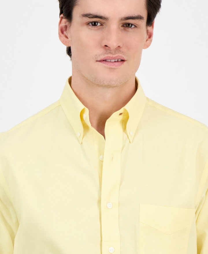 Translation missing: en.Club Room Men's Regular Fit Pinpoint Dress Shirt Primrose Yellow-15.5 34/35