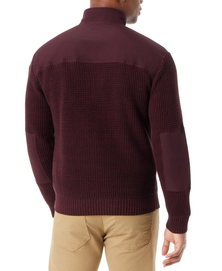 Translation missing: en.Bass Outdoor Sweater Men's Small Burgundy Quarter-Zip Long Sleeve Pullover Patch