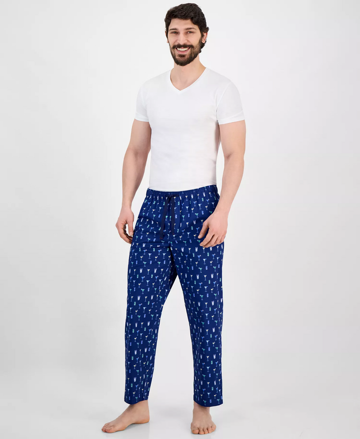 Translation missing: en.Club Room Men's Woven Beverage-Graphic Night Cap Pajama Pants Navy-Medium