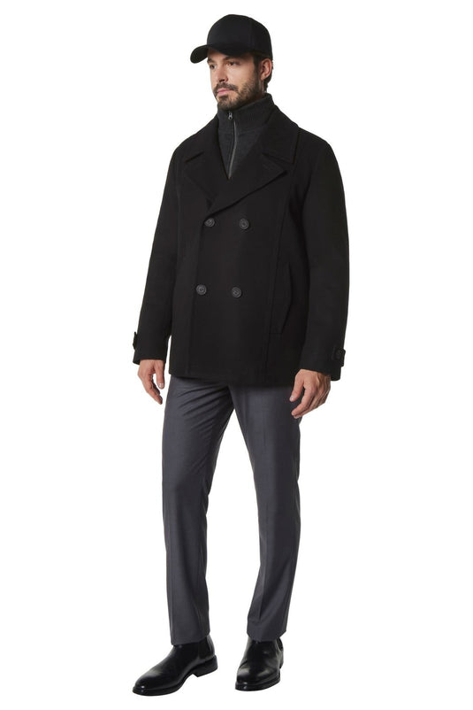 Translation missing: en.Marc New York Men's Danton Peacoat with Inset Bib Wool Blend Black-Size XL