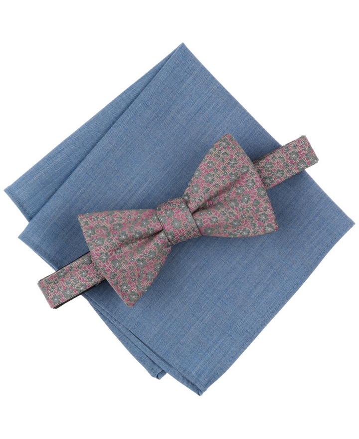 Translation missing: en.Bar III Men's Textured Bow Tie &amp; Pocket Square Set Wedding Formal Volume Pricing
