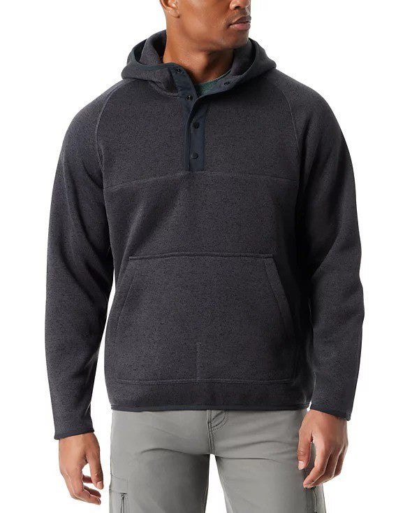 Translation missing: en.Bass Outdoor Hoodie Men's Large Black Beauty Regular-Fit Mixed-Media 1/4-Snap