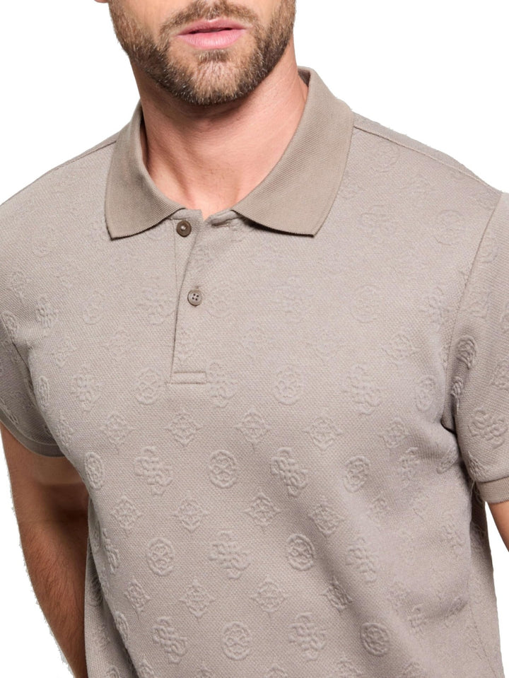 Translation missing: en.Guess Men's Peony Relaxed Fit Short Sleeve Quatro G Polo Sweater Walnut Shell-Sm