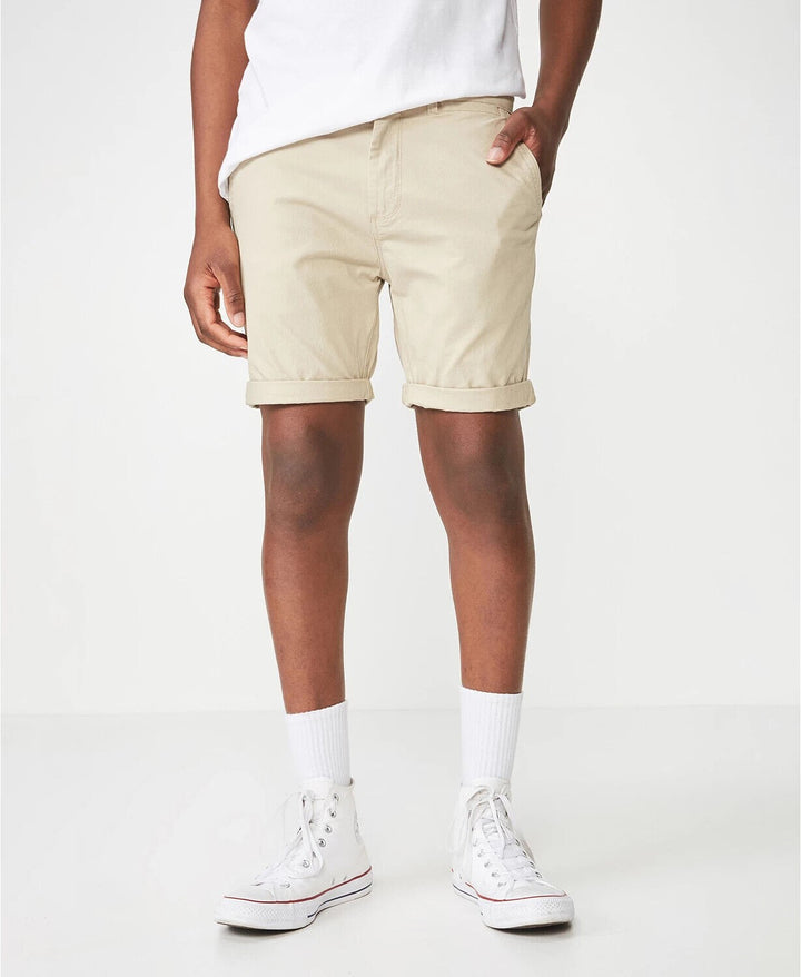 Translation missing: en.Cotton On Men - Washed Chino Short in Stone-Size 28