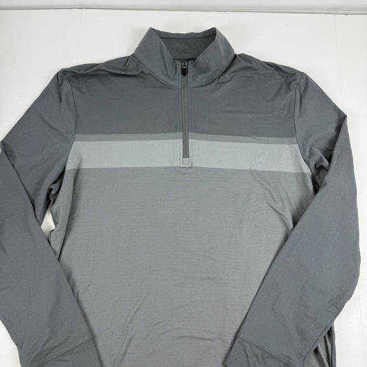 Translation missing: en.PGA Tour Chest Stripe Ombre Long Sleeve Quarter-Zip Golf Sweater Gray Sz Medium