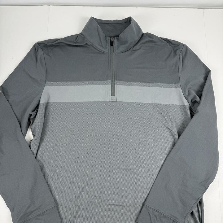 Translation missing: en.PGA Tour Chest Stripe Ombre Long Sleeve Quarter-Zip Golf Sweater Gray Sz Medium
